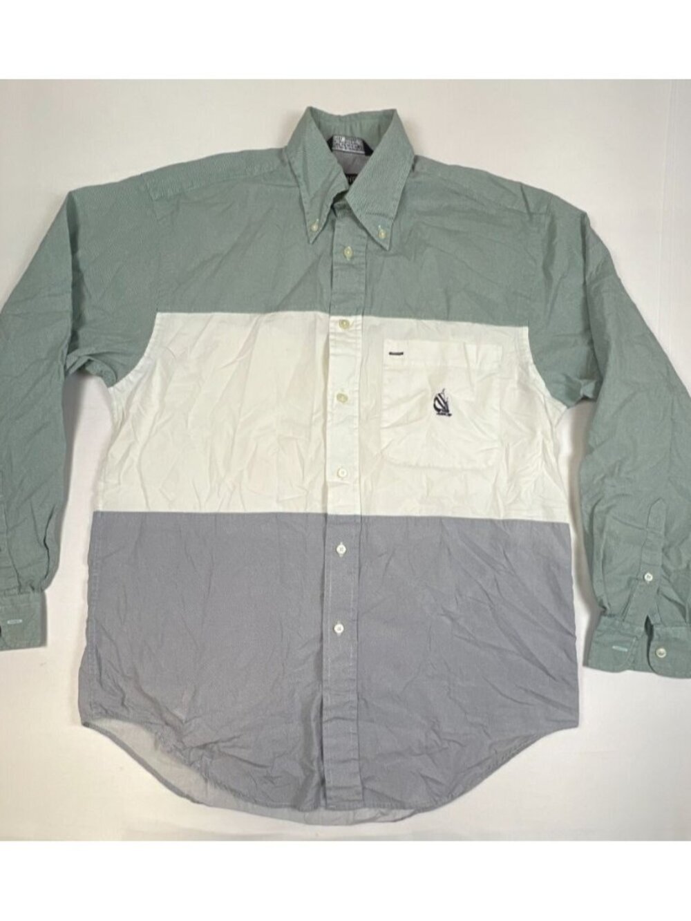 VTG Nautica Men S Colorblock Stripe Long Sleeve Button Down Shirt